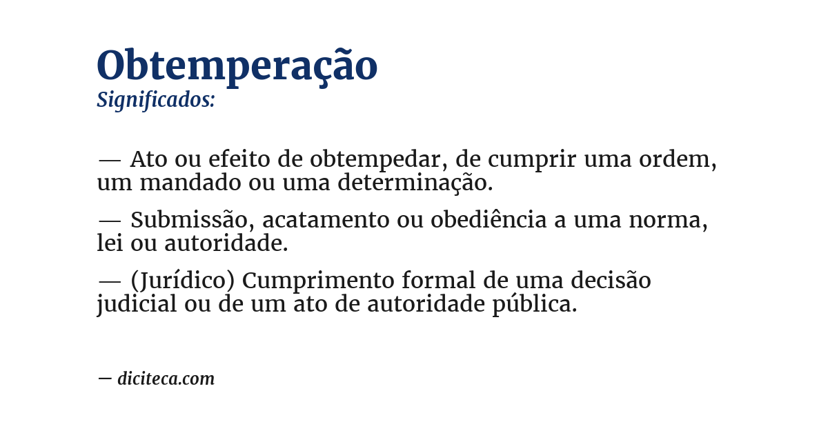 Significado de obtemperação