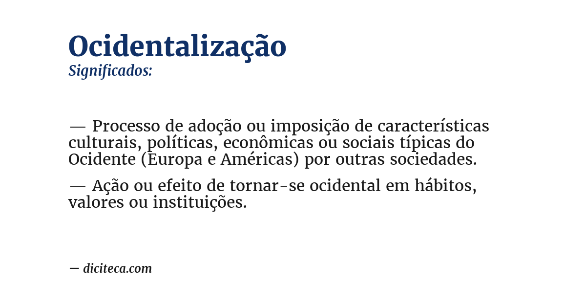 Significado de ocidentalização