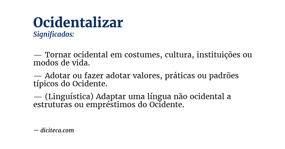 Significado de ocidentalizar