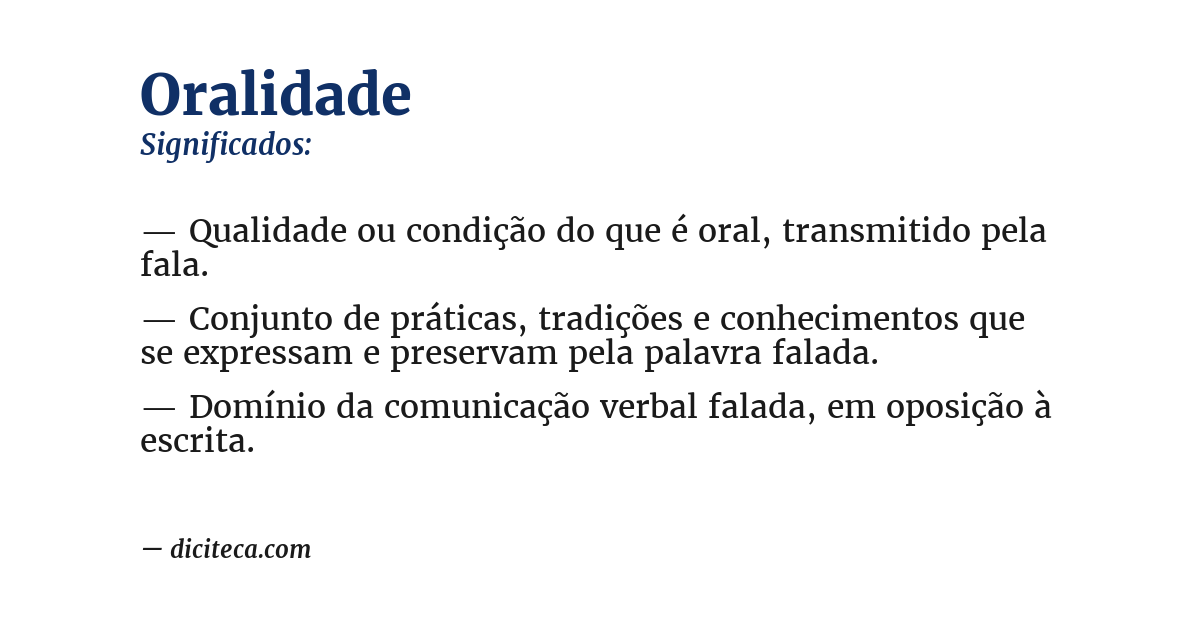 Significado de oralidade