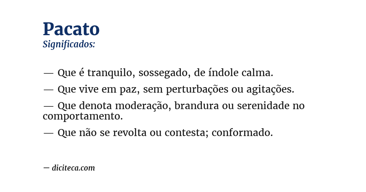 Significado de pacato