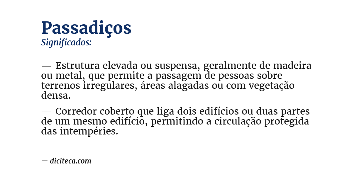 Significado de passadiços