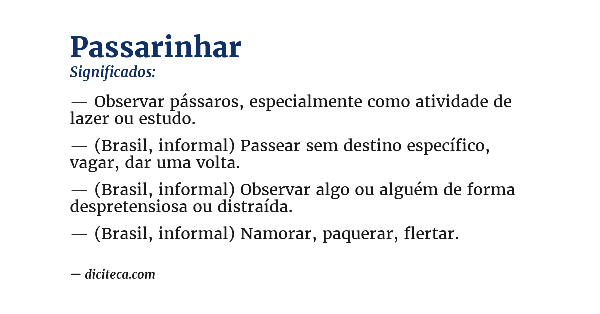 Significado de passarinhar