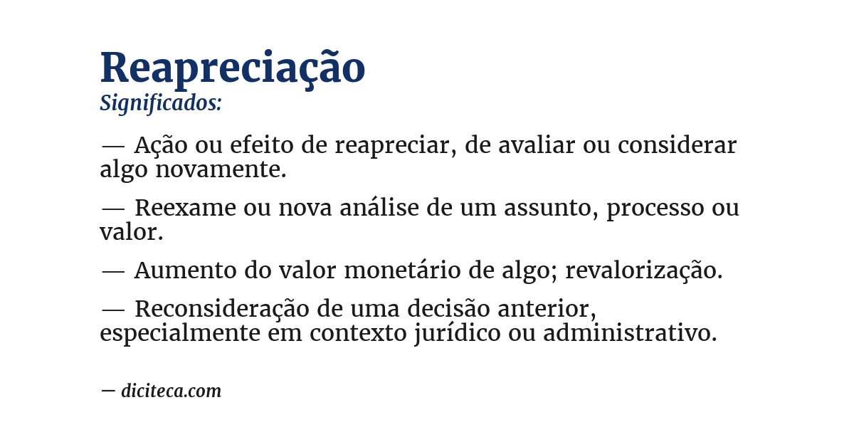 Significado de reapreciação