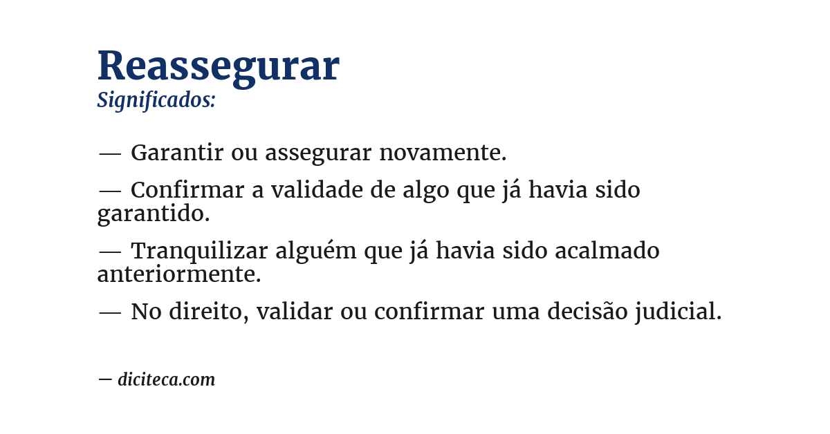 Significado de reassegurar