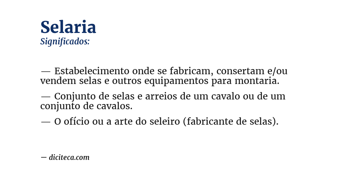 Significado de selaria