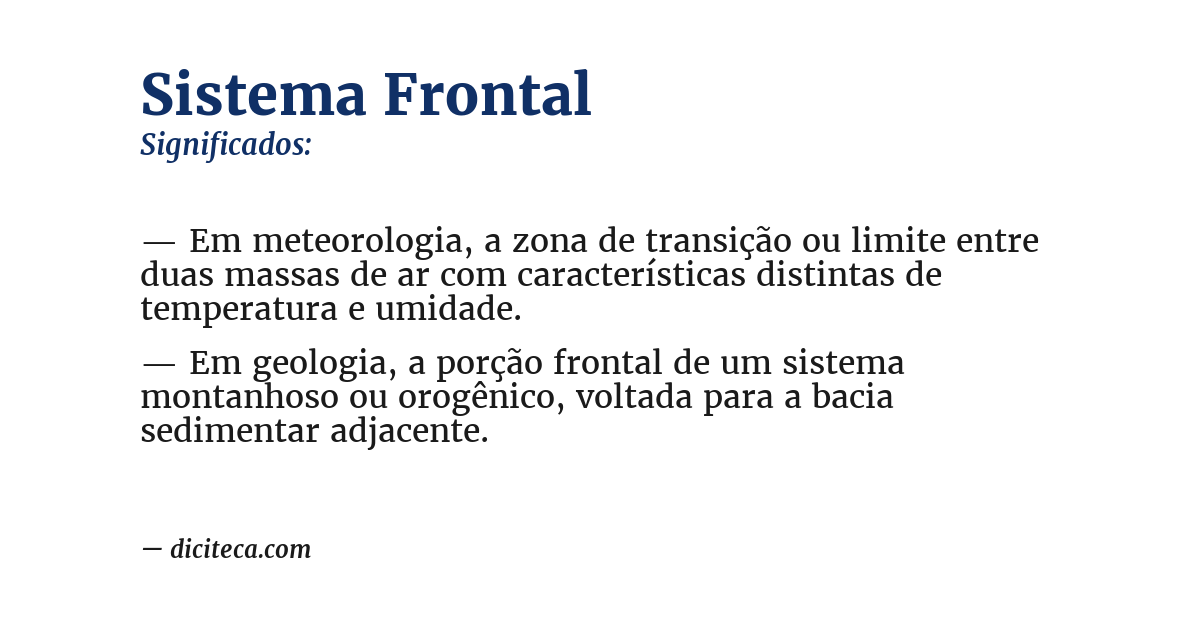 Significado de sistema frontal