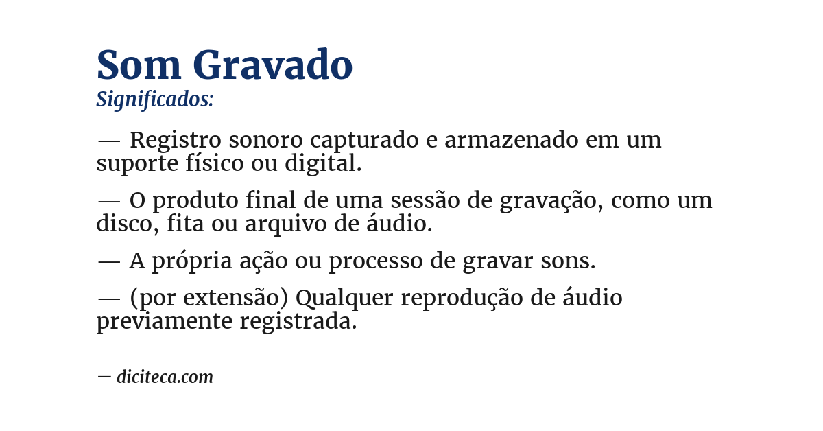 Significado de som gravado
