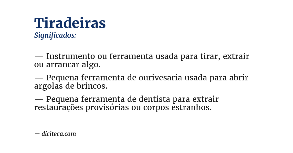 Significado de tiradeiras