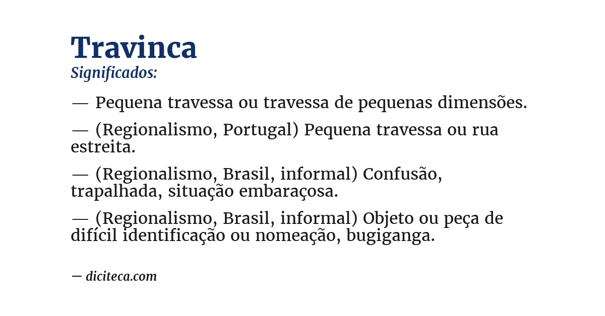 Significado de travinca