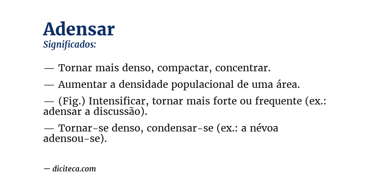 Significado de adensar