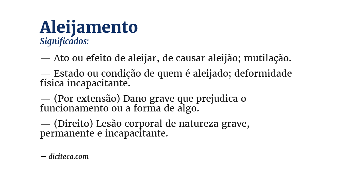Significado de aleijamento