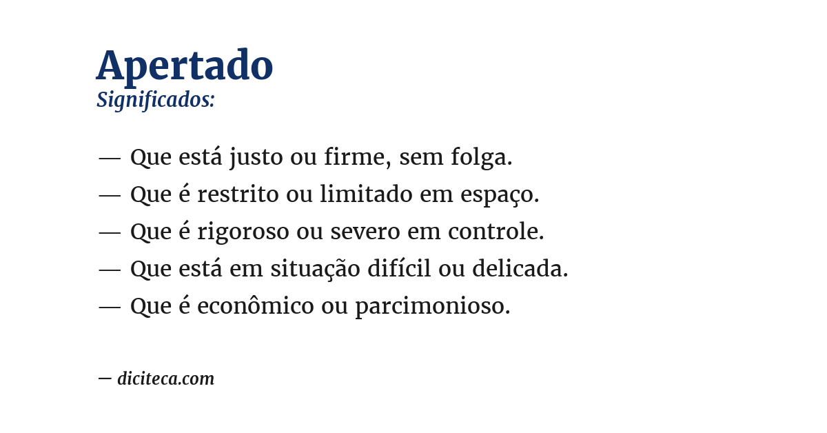 Significado de apertado