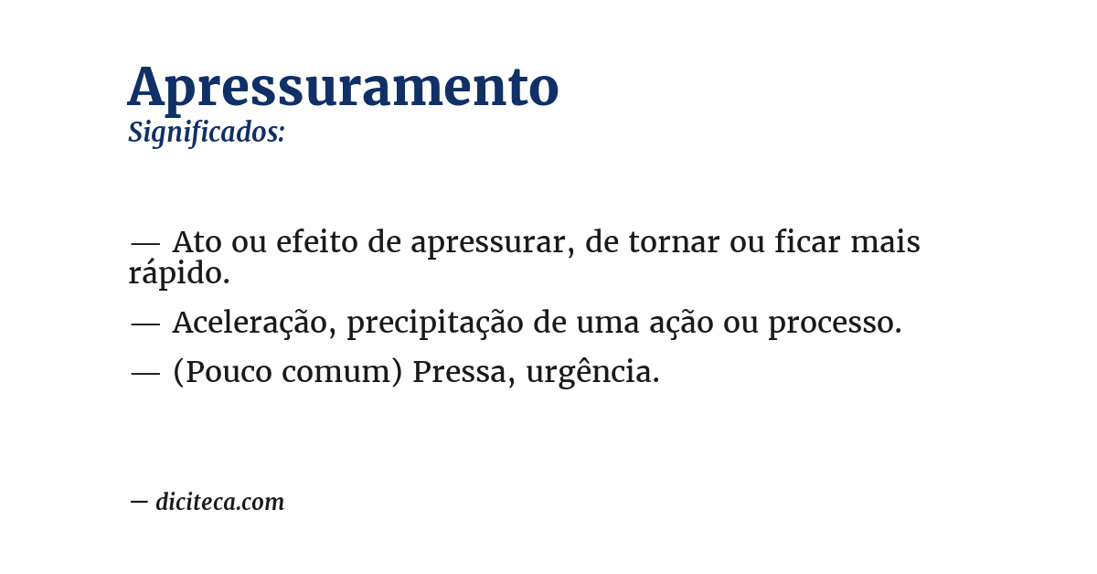 Significado de apressuramento