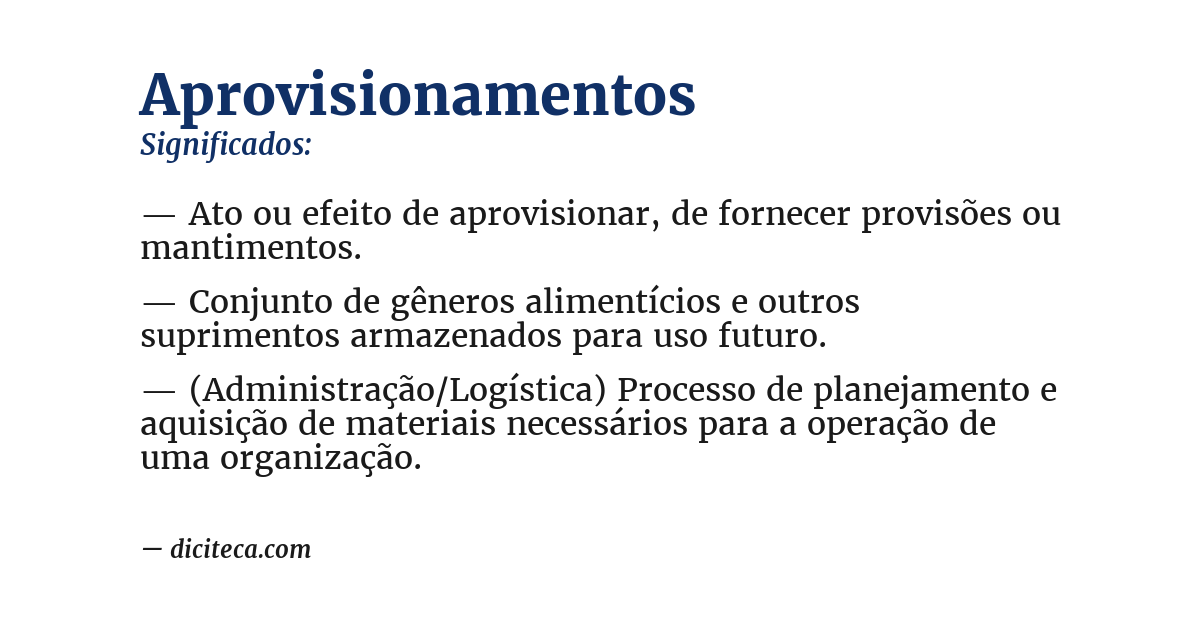 Significado de aprovisionamentos