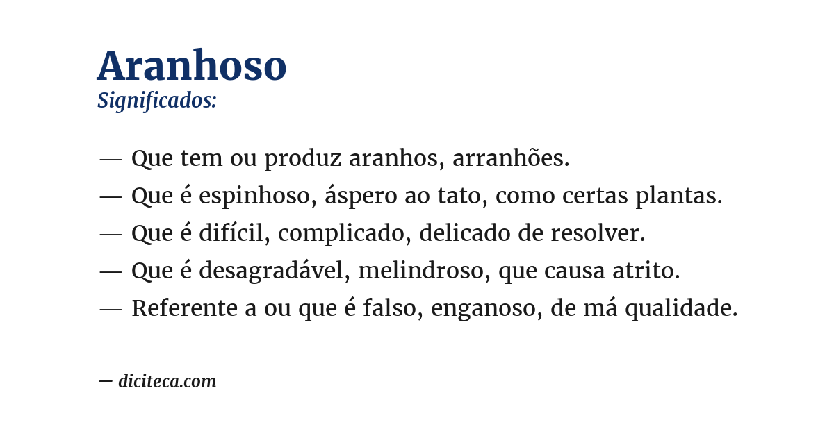 Significado de aranhoso