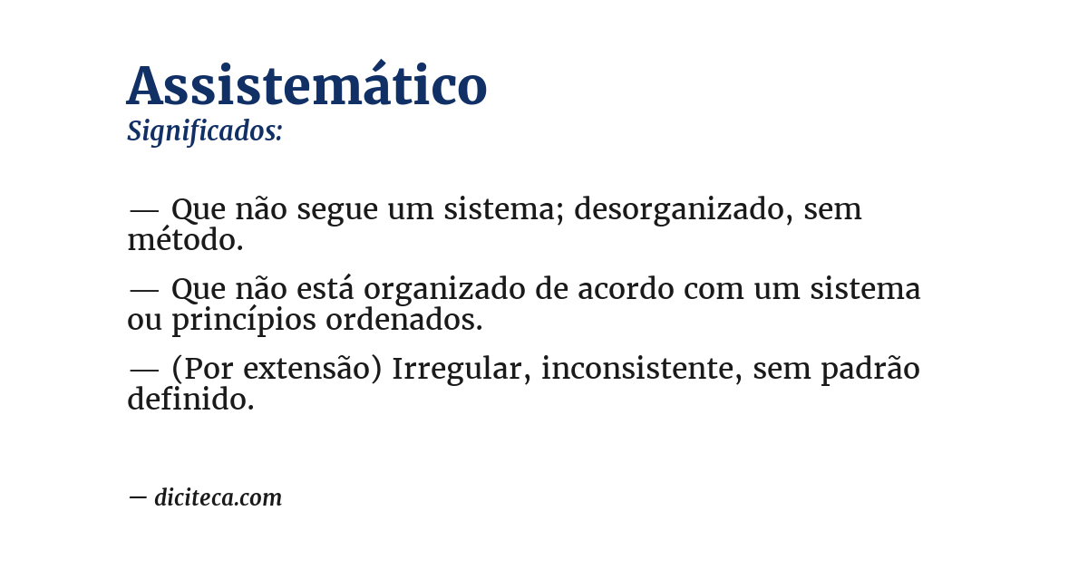 Significado de assistemático
