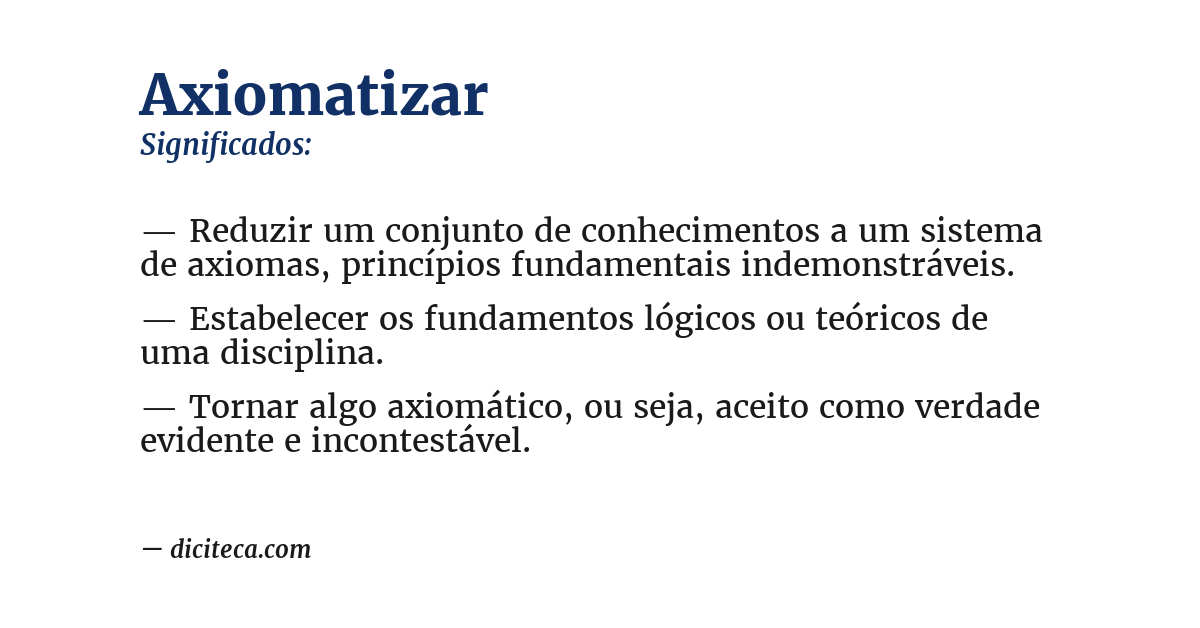 Significado de axiomatizar