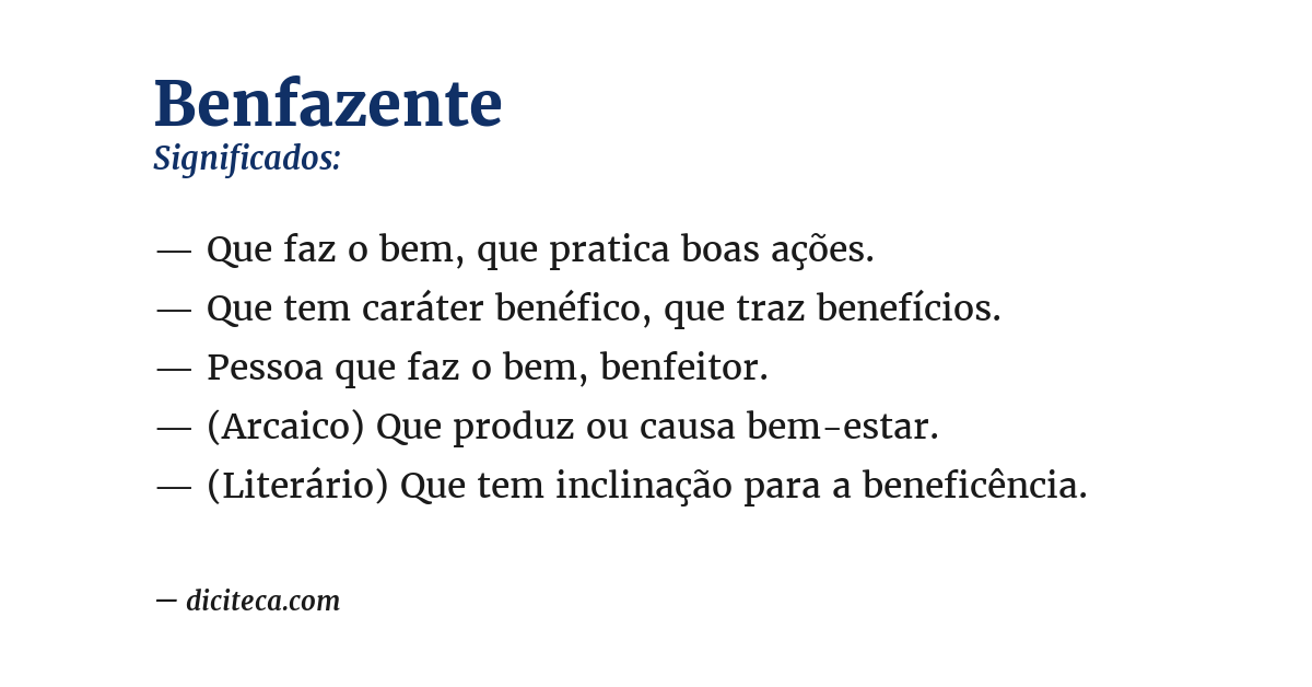 Significado de benfazente