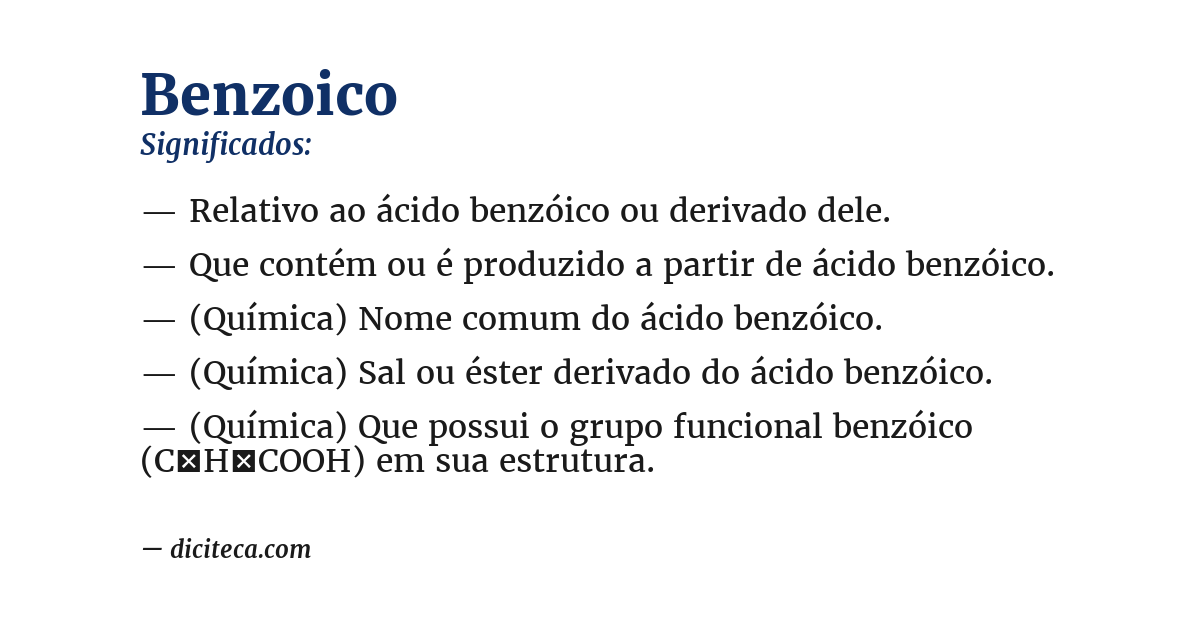 Significado de benzoico
