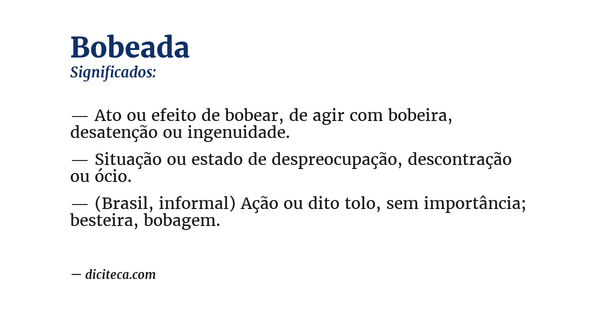 Significado de bobeada