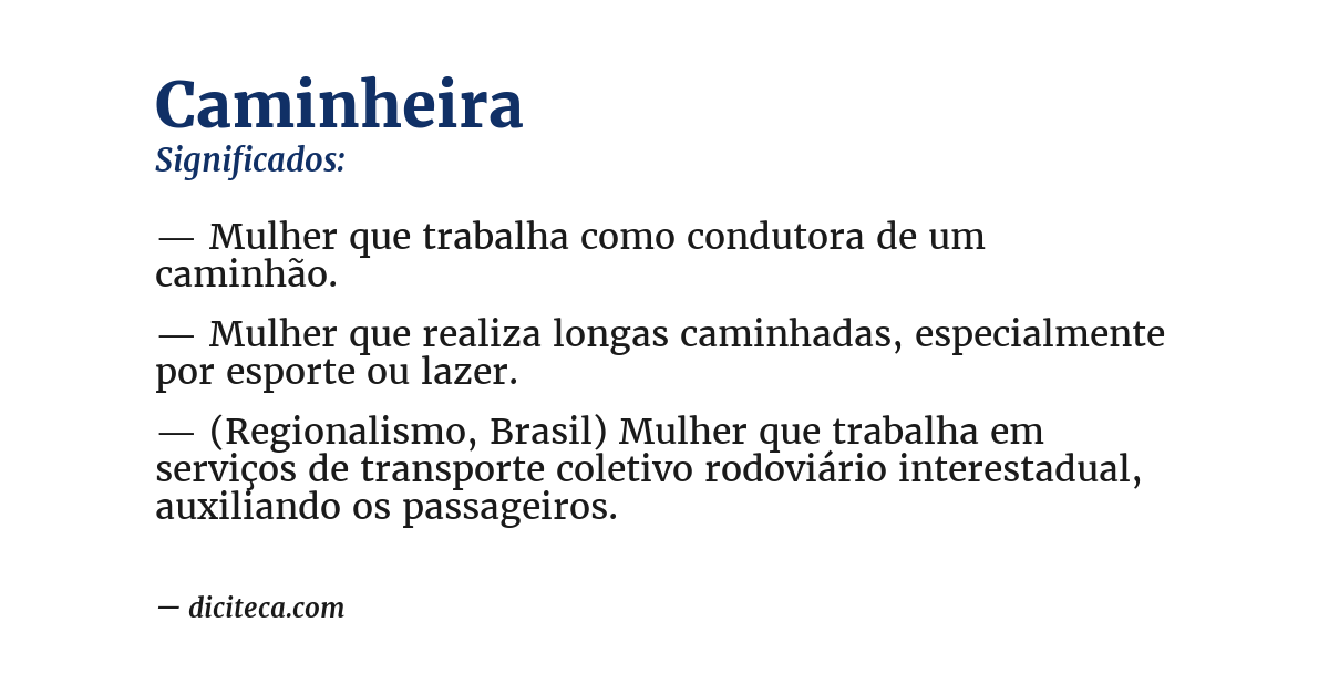 Significado de caminheira