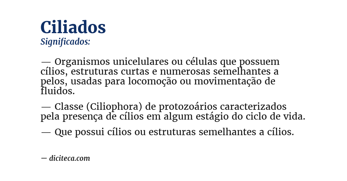 Significado de ciliados