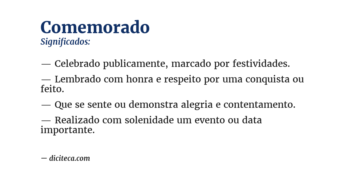 Significado de comemorado