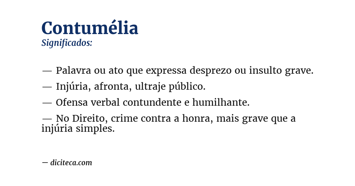 Significado de contumélia