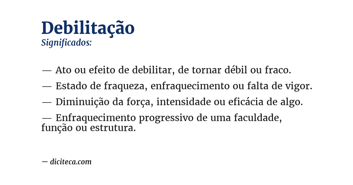Significado de debilitação