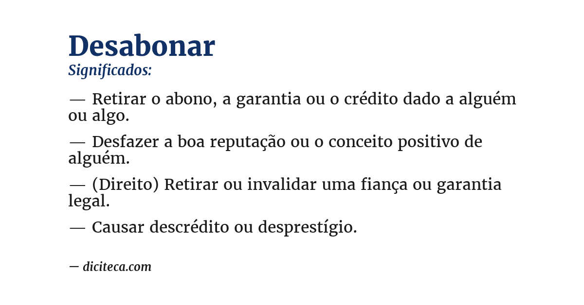 Significado de desabonar