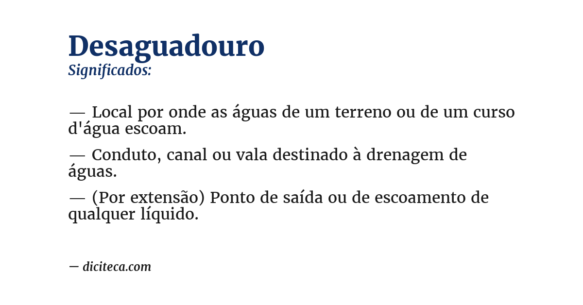 Significado de desaguadouro