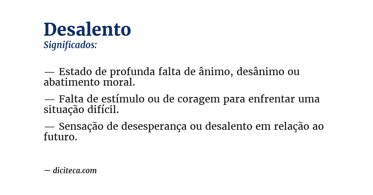 Significado de desalento