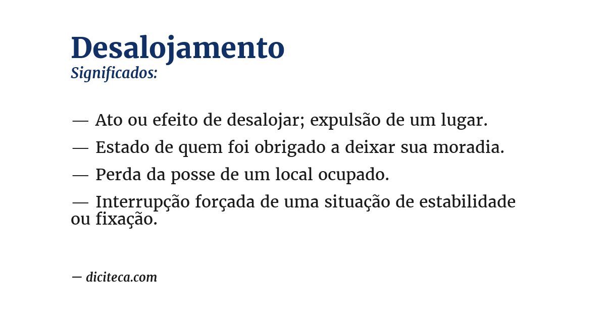 Significado de desalojamento