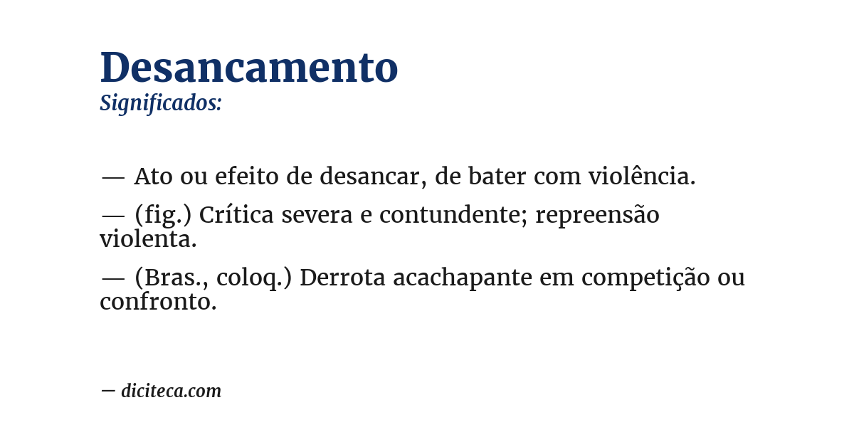 Significado de desancamento