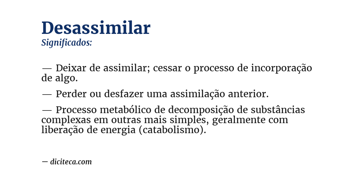 Significado de desassimilar