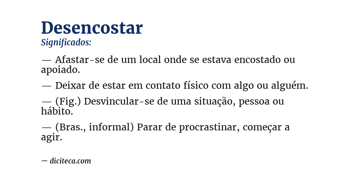 Significado de desencostar