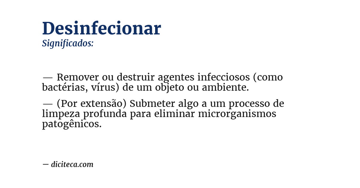 Significado de desinfecionar