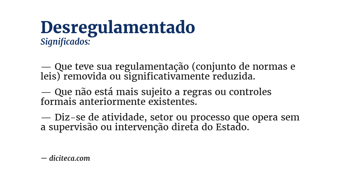 Significado de desregulamentado