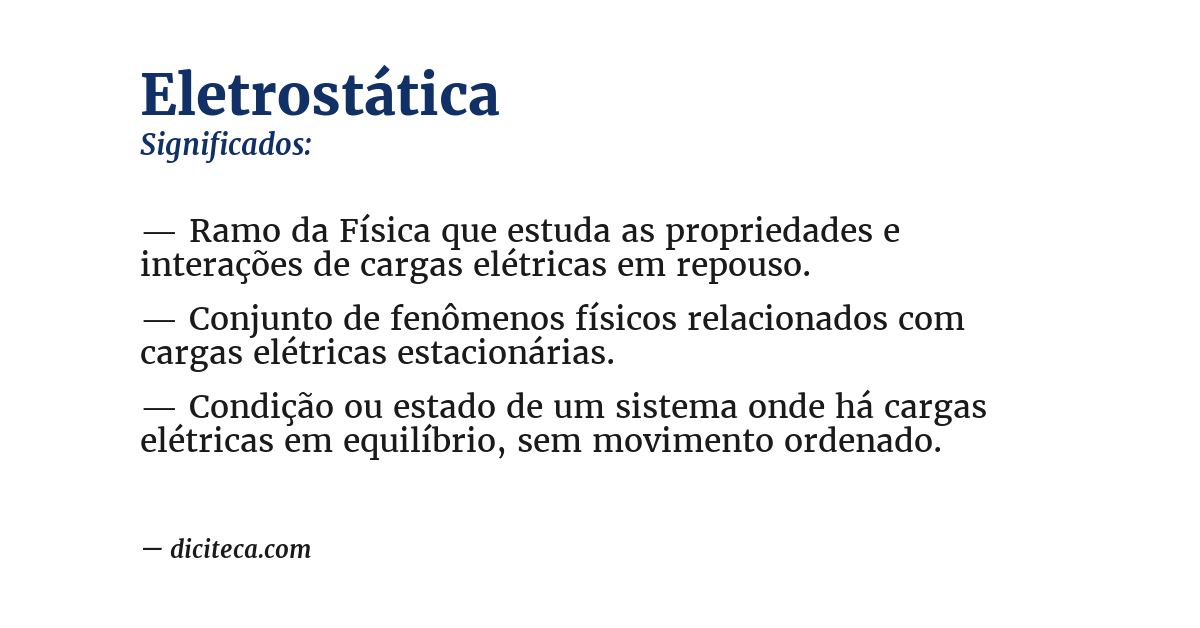 Significado de eletrostática