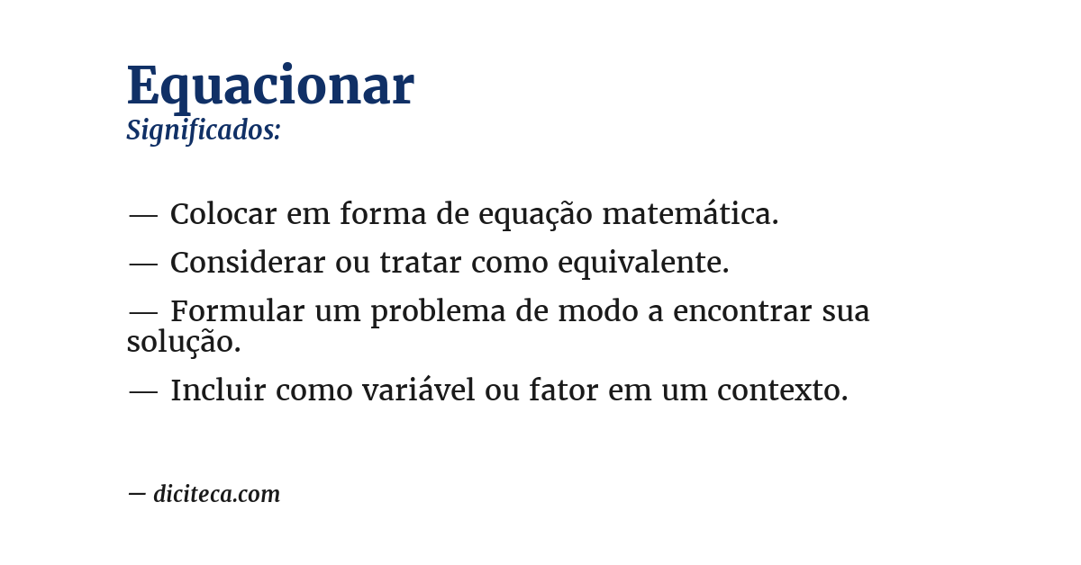 Significado de equacionar