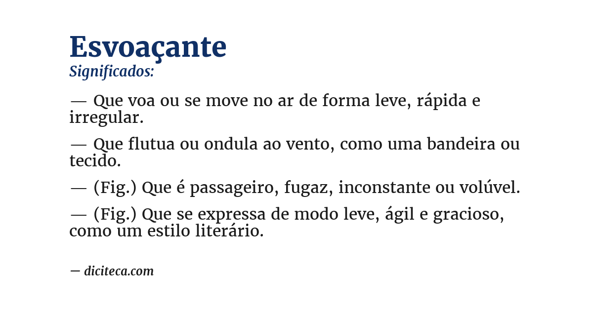 Significado de esvoaçante