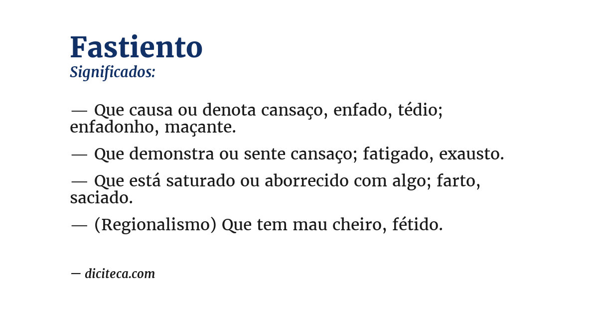 Significado de fastiento