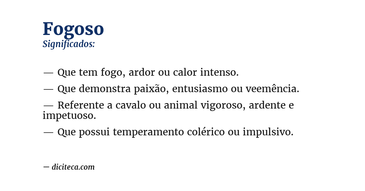 Significado de fogoso