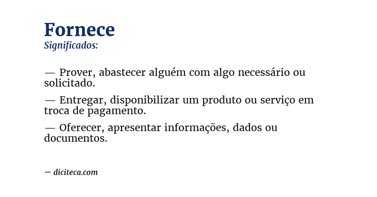 Significado de fornece