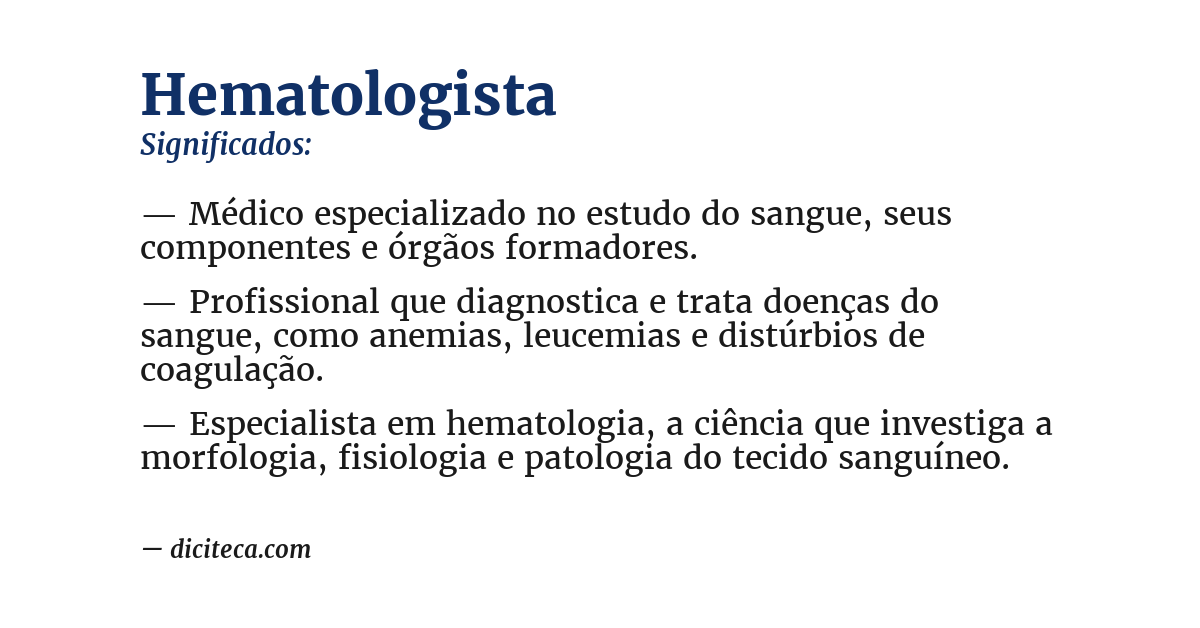 Significado de hematologista