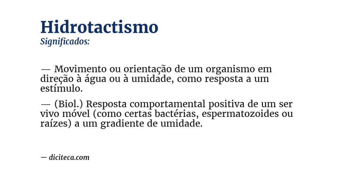 Significado de hidrotactismo