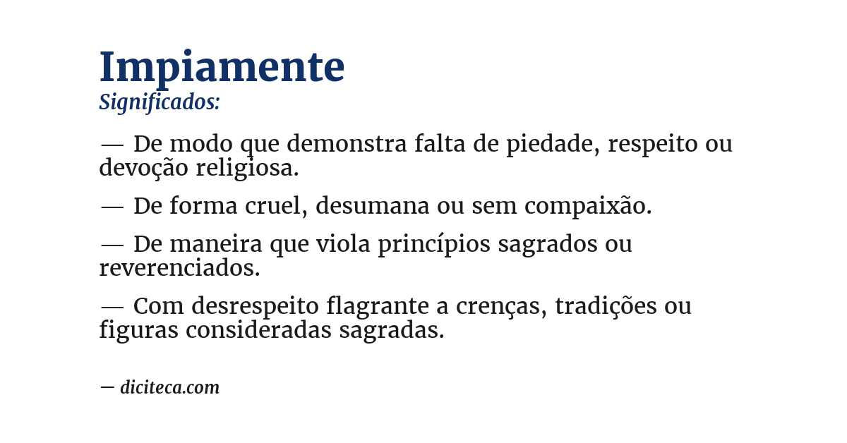 Significado de impiamente