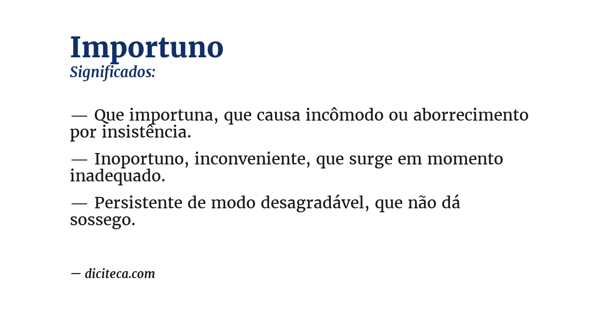 Significado de importuno