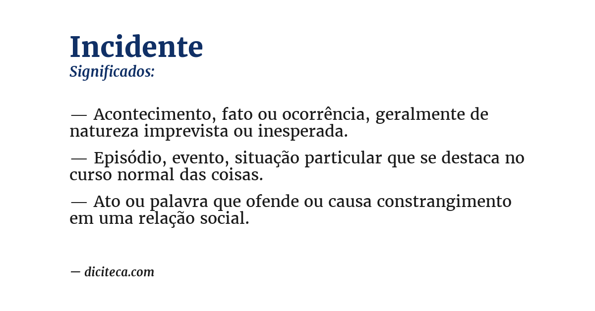 Significado de incidente